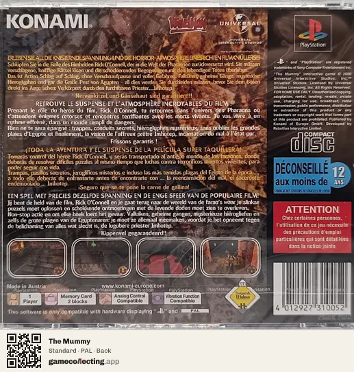 The Mummy PlayStation, PAL box back