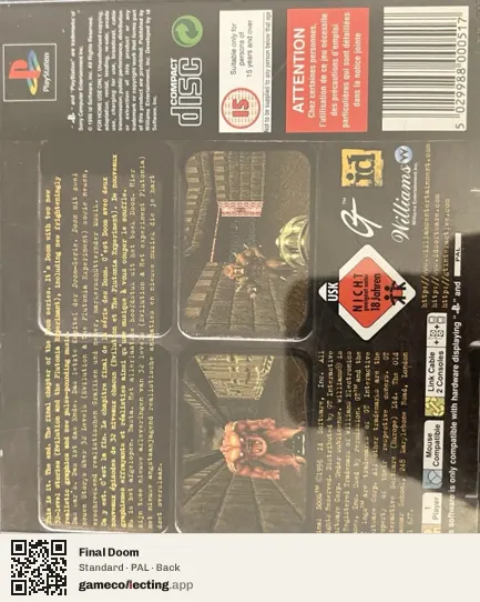 Final Doom PlayStation, PAL box back