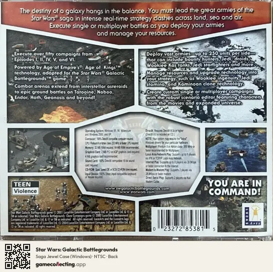 Star Wars: Galactic Battlegrounds Computer, NTSC box back