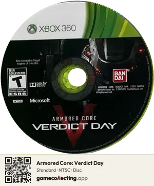 Armored Core: Verdict Day Xbox 360, NTSC disc
