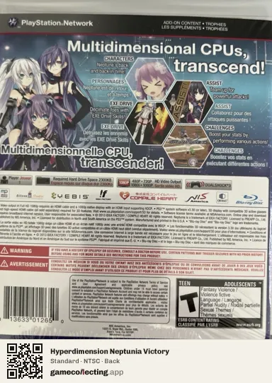 Hyperdimension Neptunia Victory PlayStation 3, NTSC box back