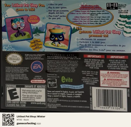 Littlest Pet Shop: Winter Nintendo DS, NTSC box back