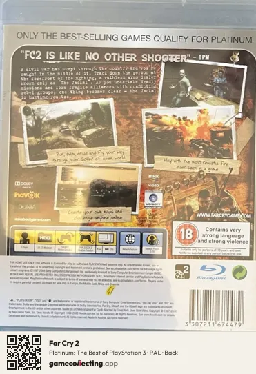 Far Cry 2 PlayStation 3, PAL box back