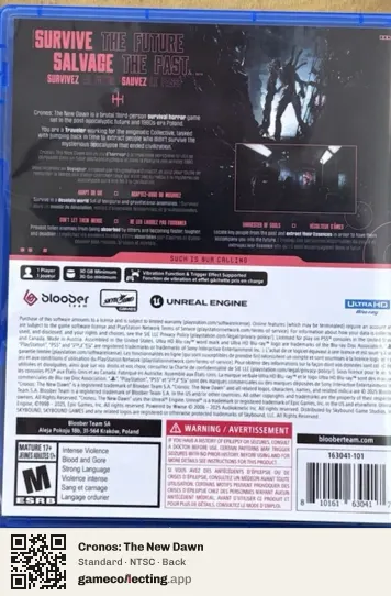 Cronos: The New Dawn PlayStation 5, NTSC box back