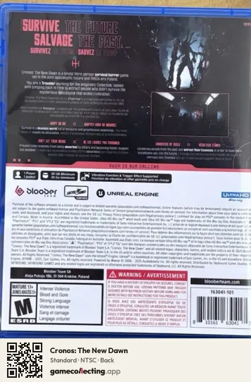 Cronos: The New Dawn PlayStation 5, NTSC box back