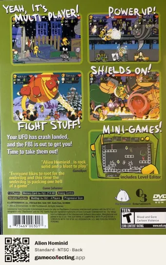 Alien Hominid PlayStation 2, NTSC box back