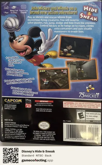 Disney's Hide & Sneak Nintendo GameCube, NTSC box back