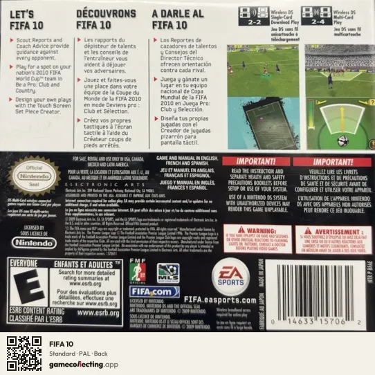 FIFA 10 Nintendo DS, PAL box back