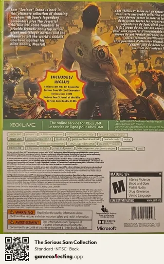 The Serious Sam Collection Xbox 360, NTSC box back