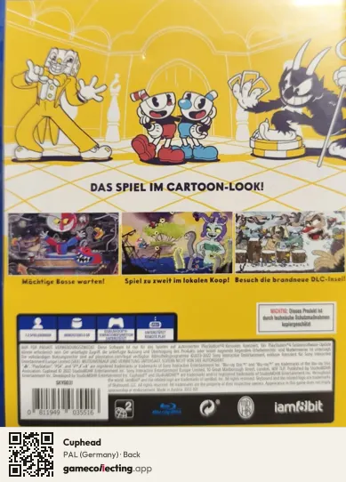 Cuphead PlayStation 4, Germany box back
