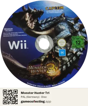 Monster Hunter Tri Nintendo Wii, PAL disc