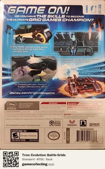 Tron: Evolution: Battle Grids Nintendo Wii, NTSC box back
