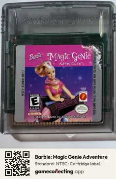 Barbie: Magic Genie Adventure Game Boy Color, NTSC cartridge label