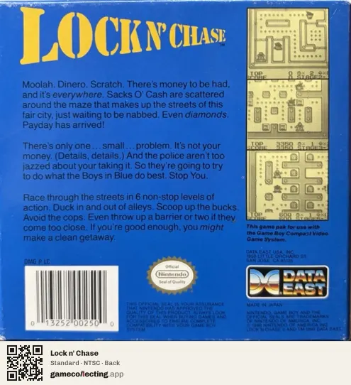 Lock n' Chase Game Boy, NTSC box back