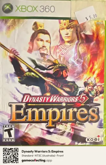 Dynasty Warriors 5: Empires Xbox 360, Australia box front
