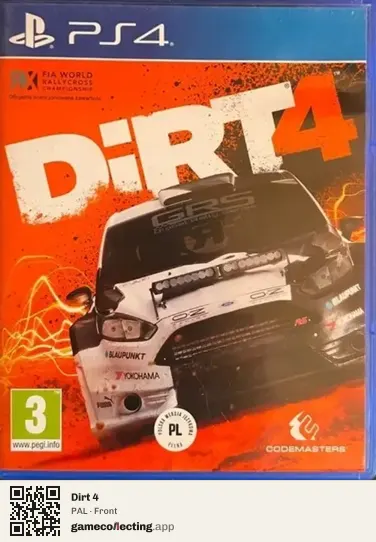 Dirt 4 PlayStation 4, PAL box front