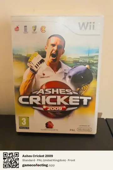 Ashes Cricket 2009 Nintendo Wii, United Kingdom box front
