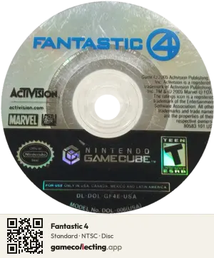 Fantastic 4 Nintendo GameCube, NTSC disc