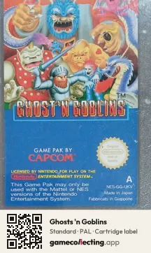 Ghosts 'n Goblins Nintendo Entertainment System, PAL cartridge label