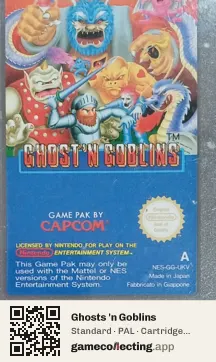 Ghosts 'n Goblins Nintendo Entertainment System, PAL cartridge label