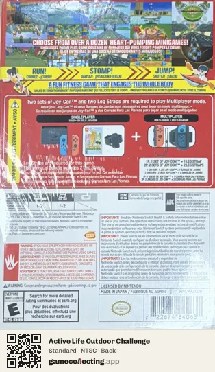 Active Life Outdoor Challenge Nintendo Switch, NTSC box back