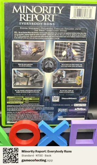 Minority Report: Everybody Runs Xbox, NTSC box back