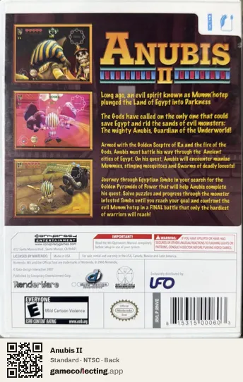 Anubis II Nintendo Wii, NTSC box back