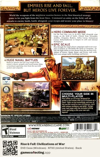 Rise & Fall: Civilizations at War Computer, United States box back