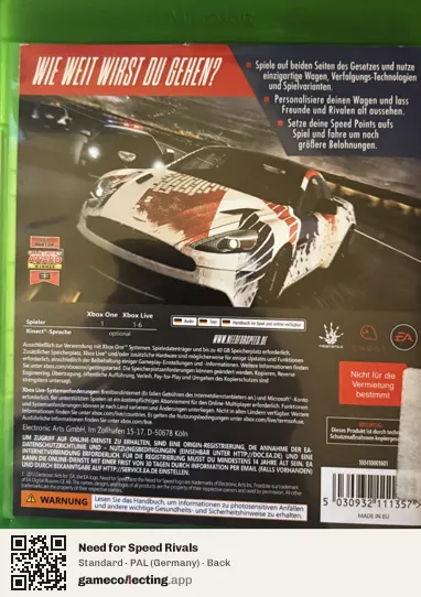Need for Speed Rivals Xbox One, Germany box back