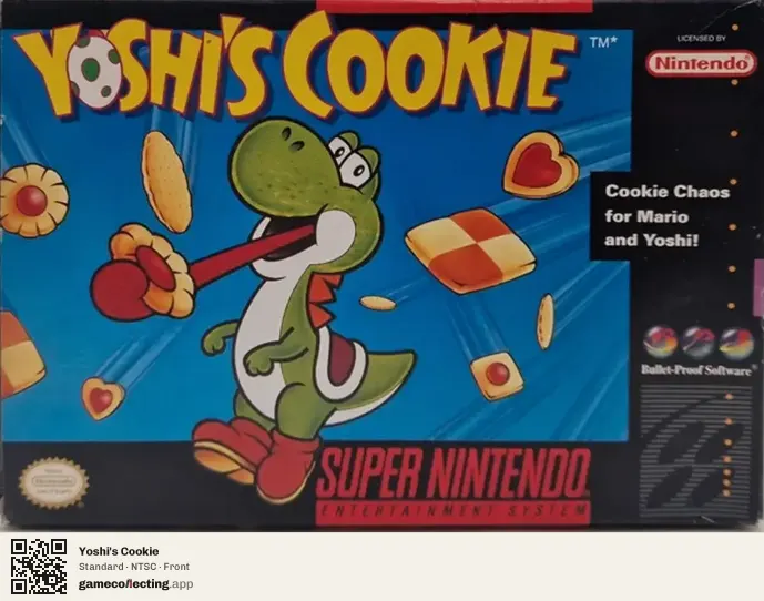 Yoshi's Cookie Super Nintendo Entertainment System, NTSC box front