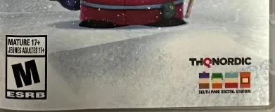 South Park: Snow Day!, the ESRB box on its front