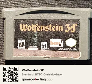 Wolfenstein 3D Game Boy Advance, NTSC cartridge label