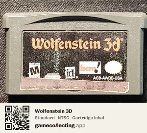 Wolfenstein 3D Game Boy Advance, NTSC cartridge label