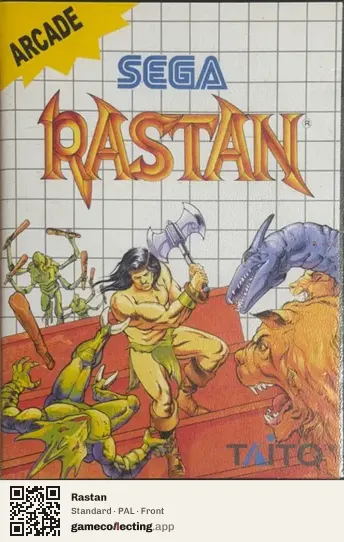 Rastan Sega Master System, PAL box front