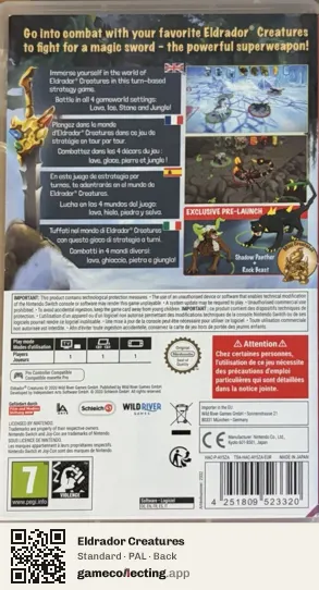 Eldrador Creatures Nintendo Switch, PAL box back