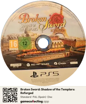Broken Sword: Shadow of the Templars: Reforged PlayStation 5, PAL disc