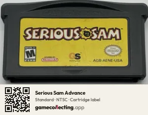 Serious Sam Advance Game Boy Advance, NTSC cartridge label