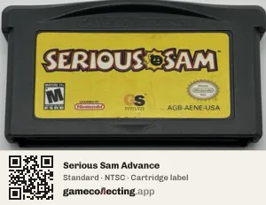 Serious Sam Advance Game Boy Advance, NTSC cartridge label