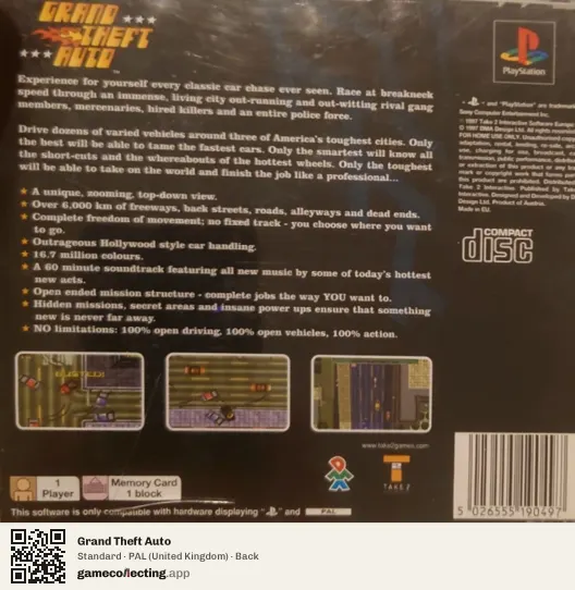 Grand Theft Auto PlayStation, United Kingdom box back