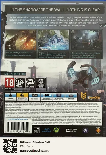 Killzone: Shadow Fall PlayStation 4, PAL box back
