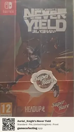 Aerial_Knight's Never Yield Nintendo Switch, United Kingdom box front