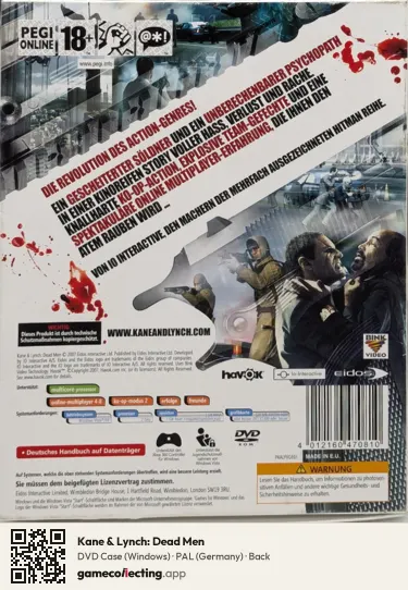 Kane & Lynch: Dead Men Computer, Germany box back
