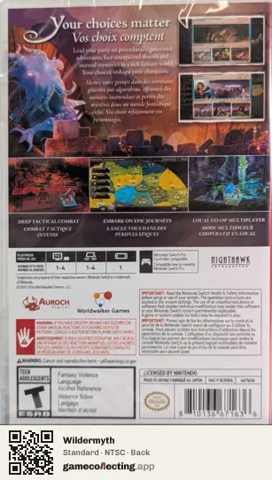 Wildermyth Nintendo Switch, NTSC box back