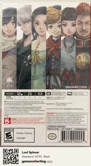 Lost Sphear Nintendo Switch, NTSC box back