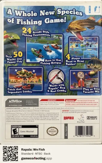 Rapala: We Fish Nintendo Wii, NTSC box back