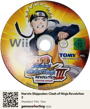 Naruto Shippuden: Clash of Ninja Revolution 3 Nintendo Wii, PAL disc