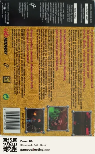 Doom 64 Nintendo 64, PAL box back