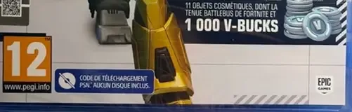 Fortnite, the PEGI square on its front