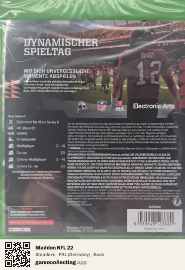 Madden NFL 22 Xbox Series X, Germany box back