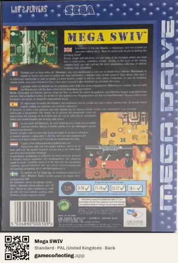 Mega SWIV Sega Mega Drive / Genesis, United Kingdom box back
